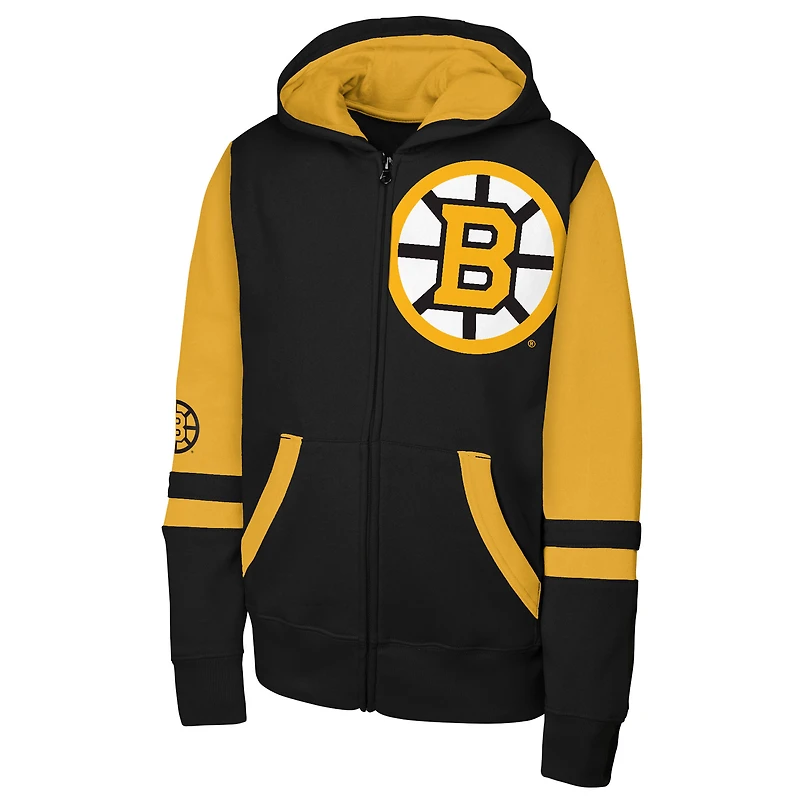 Youth Outerstuff Black Boston Bruins Face Off Full-Zip Hoodie