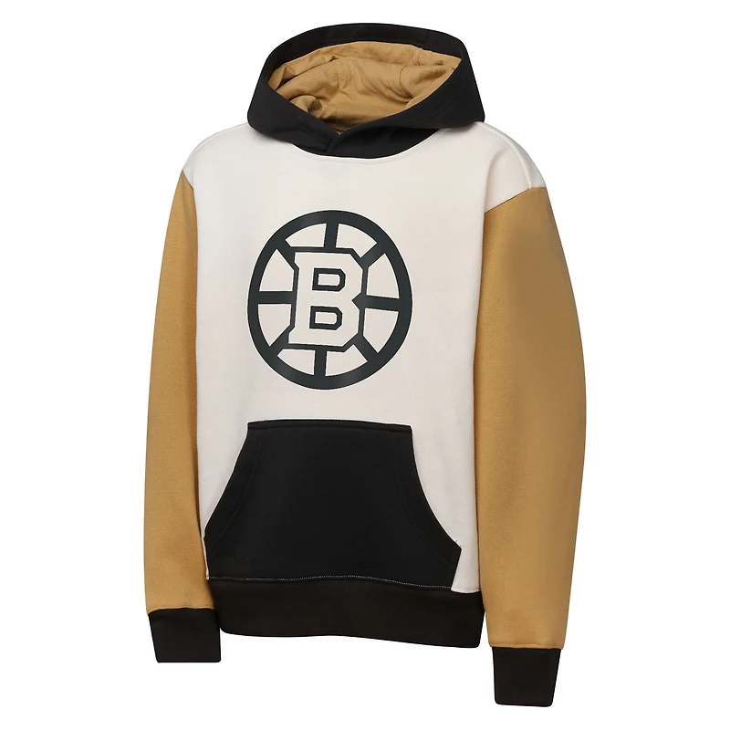 Youth Outerstuff Cream Boston Bruins Classic Pass Fleece Hoodie
