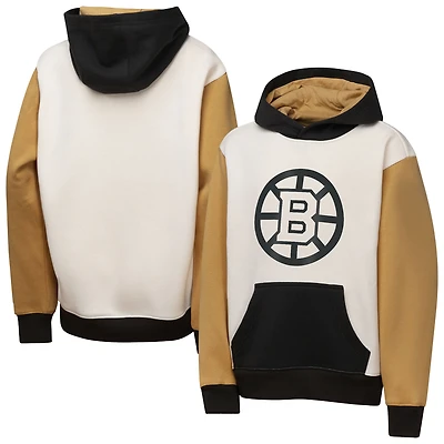 Youth Outerstuff Cream Boston Bruins Classic Pass Fleece Hoodie