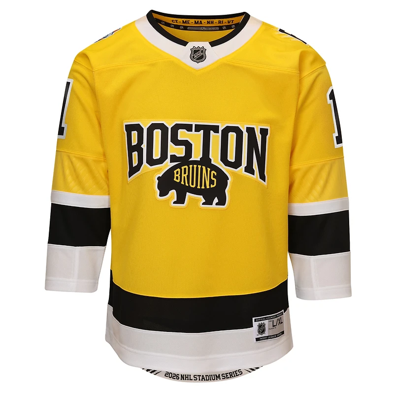 Maillot Premier Outerstuff pour jeunes Jeremy Swayman, or, Boston Bruins, Série des stades de la LNH 2026