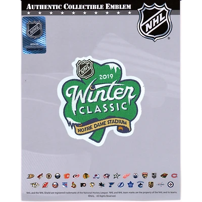 Écusson de maillot de l'emblème national de la Classique d'hiver de la LNH 2019 des Bruins de Boston contre les Blackhawks de Chicago