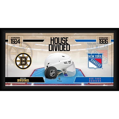 Collage de hockey encadré de 10" x 20" des Bruins de Boston contre les Rangers de New York