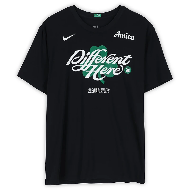 Maillot noir à manches courtes Nike officiel des Boston Celtics pour les séries éliminatoires de la NBA 2026