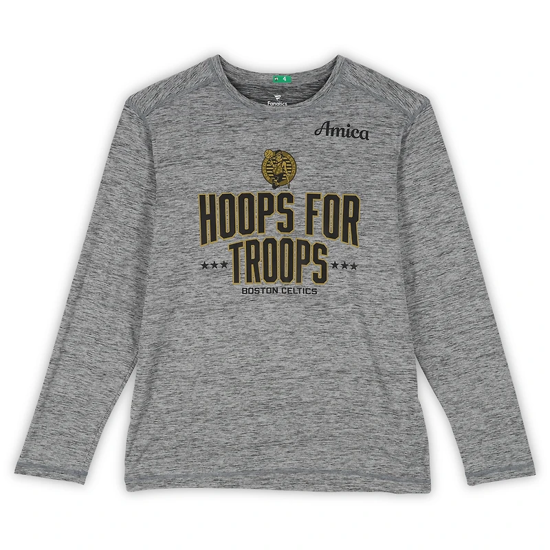 Boston Celtics Team-Issued Gray "Hoops For Troops" Long Sleeve Shirt from the 2025-26 NBA Season