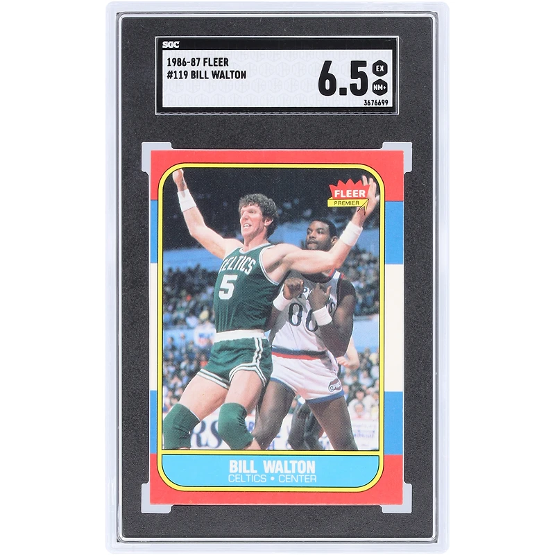 Carte authentifiée SGC 6.5 de Bill Walton, Boston Celtics, saison 1986-87, Fleer n° 119