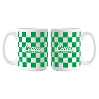 Lot de 2 tasses à motif de damier Boston Celtics de 15 oz