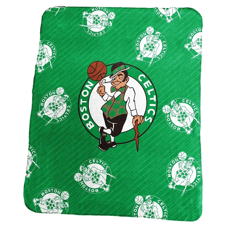 Boston Celtics Couverture classique en peluche avec logo répétitif 127 x 152,4 cm