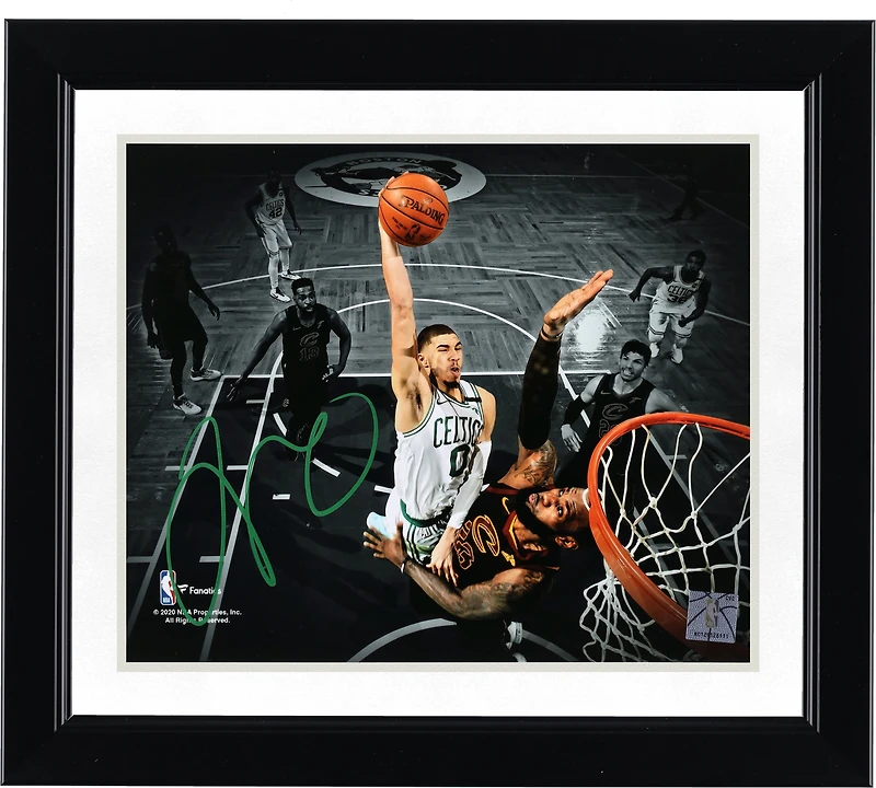 Boston Celtics Jayson Tatum Autographed 8" x 10" Horizontal Spotlight Dunk Versus Lebron Photograph