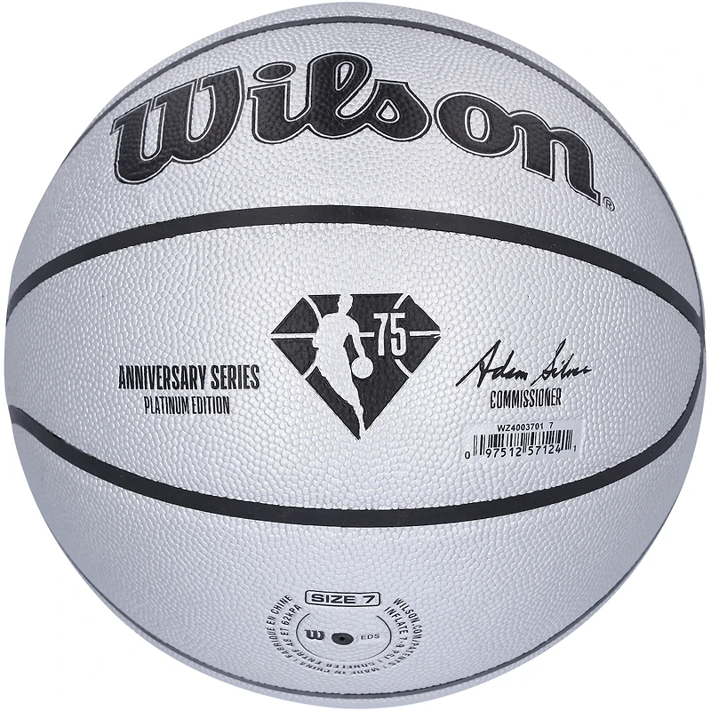 Ballon de basket-ball Wilson Platinum 75e anniversaire dédicacé par les légendes des Boston Celtics avec 6 signatures, dont Larry Bird, Kevin Garnett et Kevin McHale - Édition limitée n° 5/22