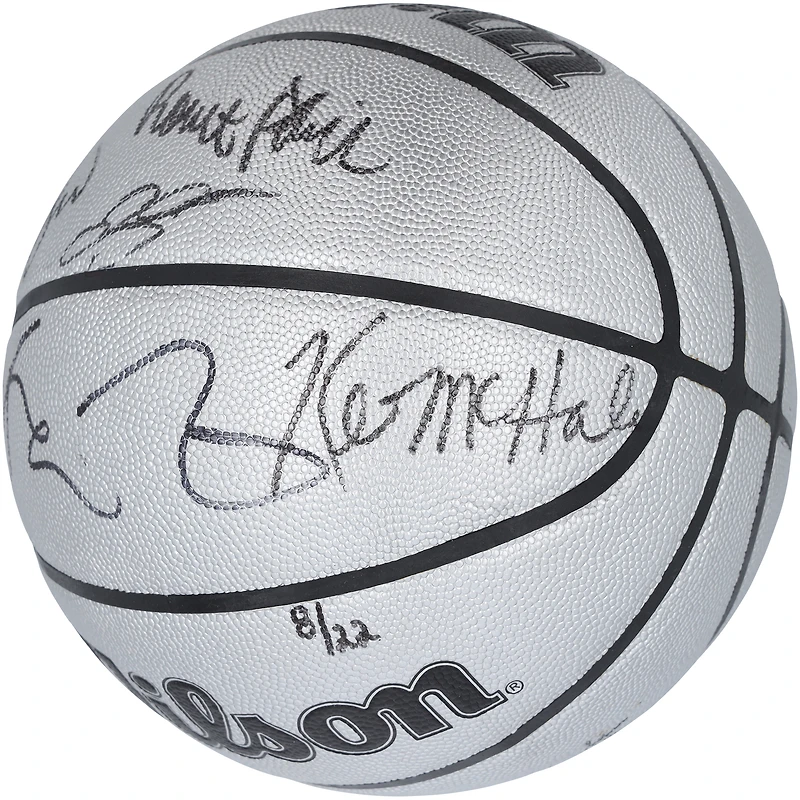 Ballon de basket Wilson Platinum 75e anniversaire dédicacé par les légendes des Boston Celtics avec 6 signatures, dont Larry Bird, Kevin Garnett et Kevin McHale - Édition limitée à 22 exemplaires