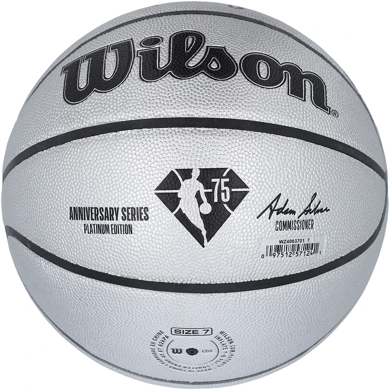 Ballon de basket Wilson Platinum 75e anniversaire dédicacé par les légendes des Boston Celtics avec 6 signatures, dont Larry Bird, Kevin Garnett et Kevin McHale - Édition limitée à 22 exemplaires