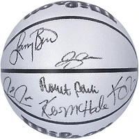Boston Celtics Legends Autographed Wilson NBA 75th Anniversary Platinum Edition Basketball with 6 Signatures including Larry Bird, Kevin Garnett & Kevin McHale