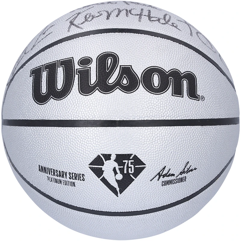 Boston Celtics Legends Autographed Wilson NBA 75th Anniversary Platinum Edition Basketball with 6 Signatures including Larry Bird, Kevin Garnett & Kevin McHale