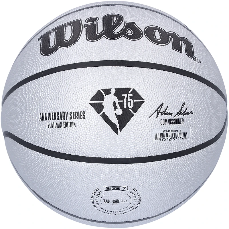 Boston Celtics Legends Autographed Wilson NBA 75th Anniversary Platinum Edition Basketball with 6 Signatures including Larry Bird, Kevin Garnett & Kevin McHale