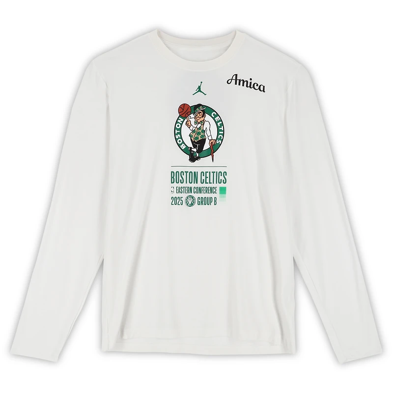 Boston Celtics Team-Issued White Jordan Brand NBA Cup Long Sleeve T-Shirt from the 2025-26 NBA Season - Size XLT