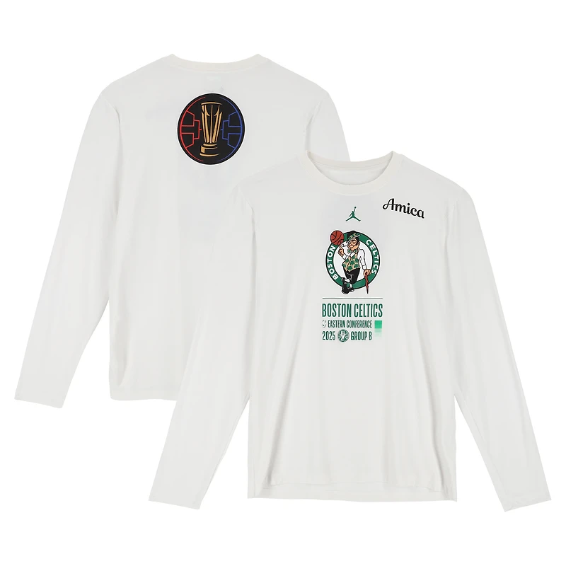 Boston Celtics Team-Issued White Jordan Brand NBA Cup Long Sleeve T-Shirt from the 2025-26 NBA Season - Size XLT