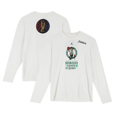 Boston Celtics Team-Issued White Jordan Brand NBA Cup Long Sleeve T-Shirt from the 2025-26 NBA Season - Size XLT