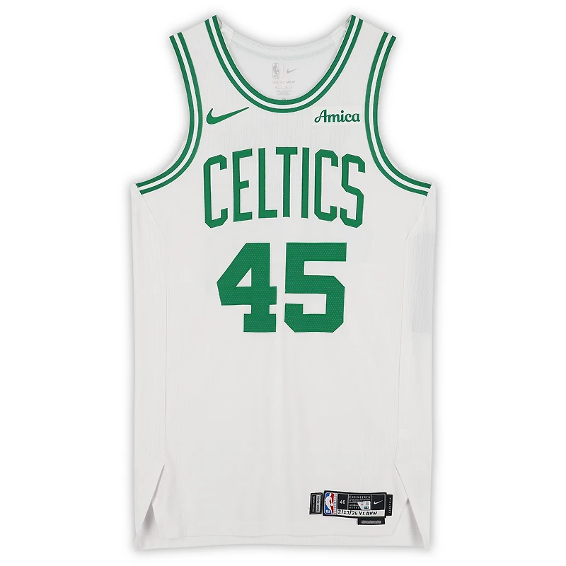 Dalano Banton Boston Celtics Game-Used #45 White Nike Jersey vs. Brooklyn Nets on February 27, 2026 - Size 46+4