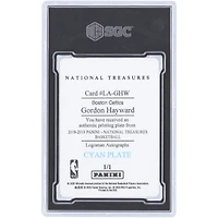Gordon Hayward Boston Celtics 2018-19 Panini National Treasures Cyan Printing Plate #LA-GHW #1/1 SGC Authenticated Auth Card