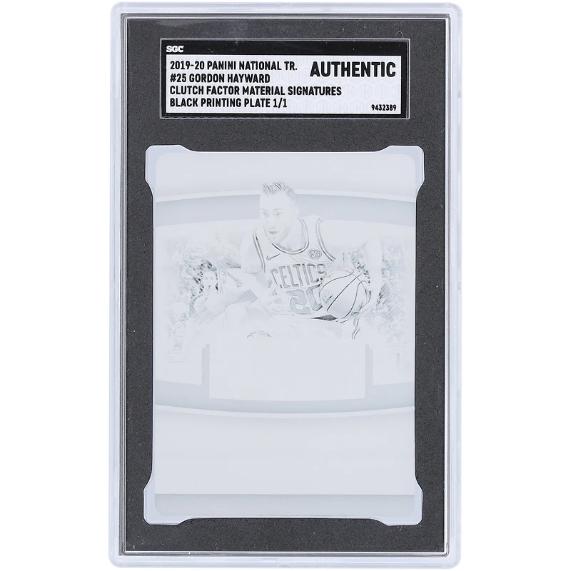 Gordon Hayward Boston Celtics 2019-20 Panini National Treasures Black Printing Plate #25 #1/1 SGC Authenticated Auth Card