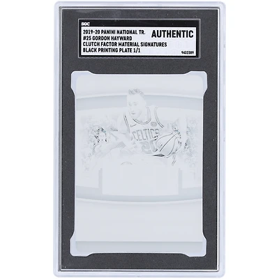 Gordon Hayward Boston Celtics 2019-20 Panini National Treasures Plaque d'impression noire n° 25 n° 1/1 SGC Carte d'authentification authentifiée