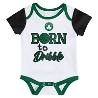 Infant & Newborn Outerstuff Boston Celtics Born to Hoop Three-Piece Bodysuit Set
