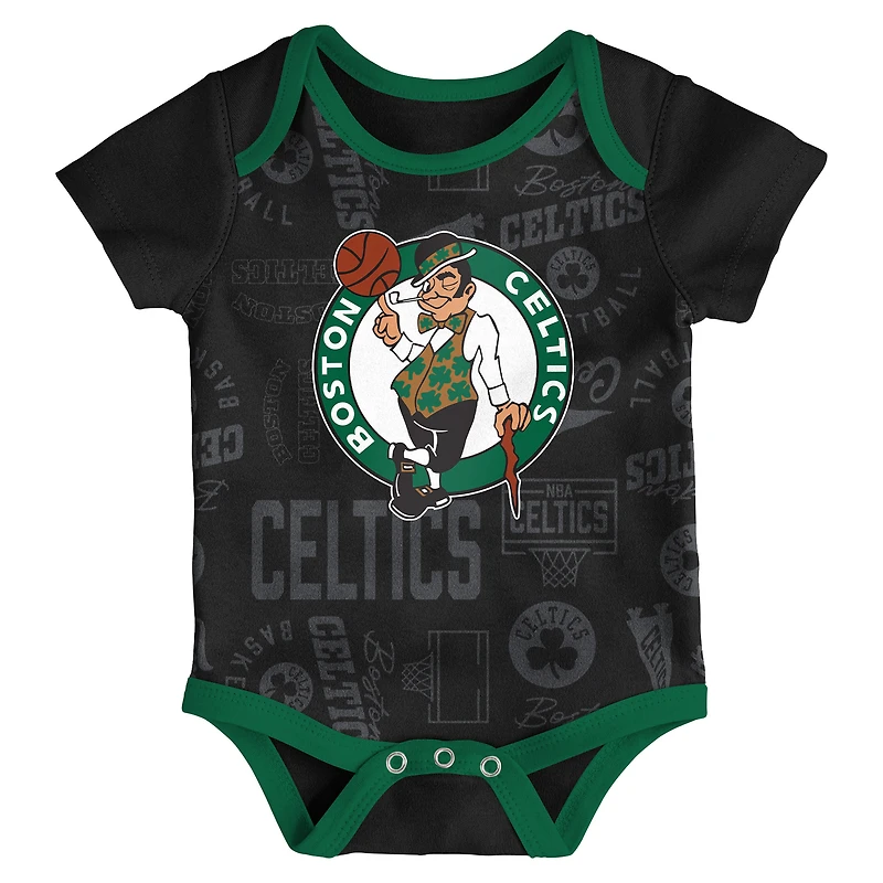 Infant & Newborn Outerstuff Boston Celtics Born to Hoop Three-Piece Bodysuit Set