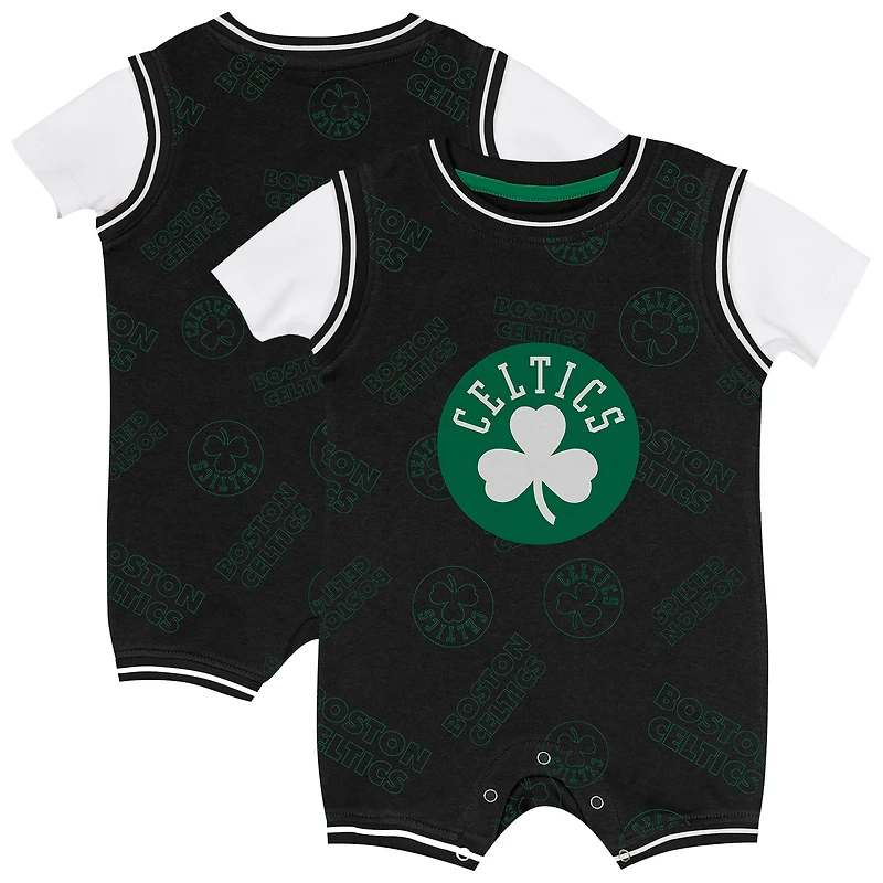 Infant Outerstuff Black Boston Celtics Logo Mania Romper