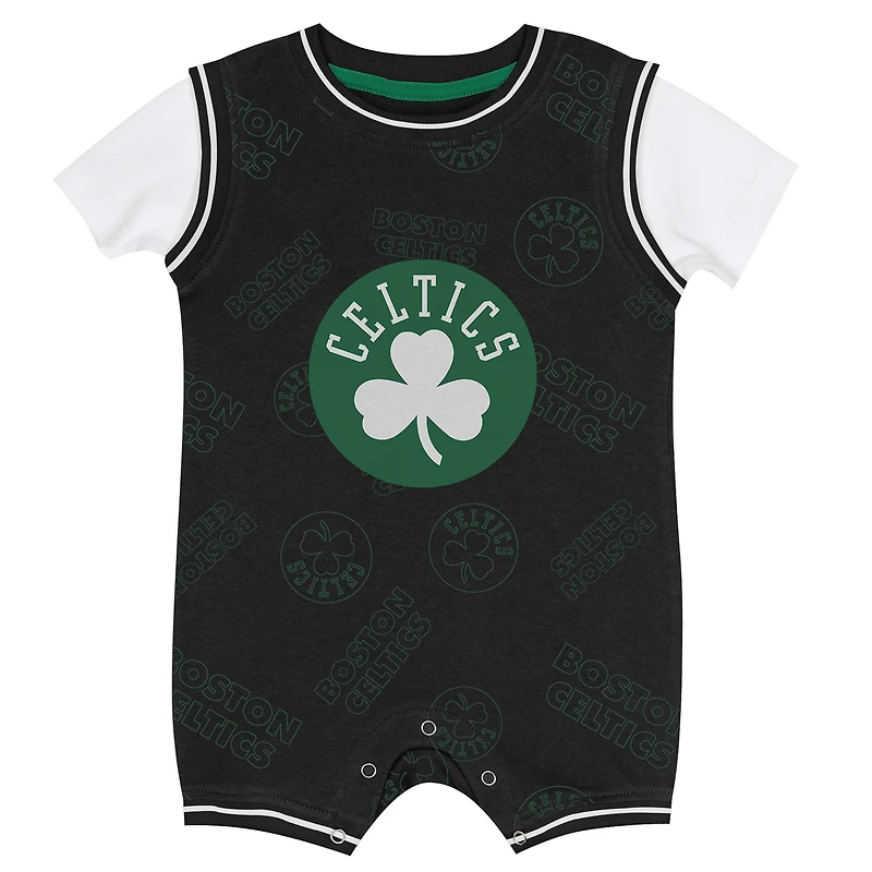 Infant Outerstuff Black Boston Celtics Logo Mania Romper