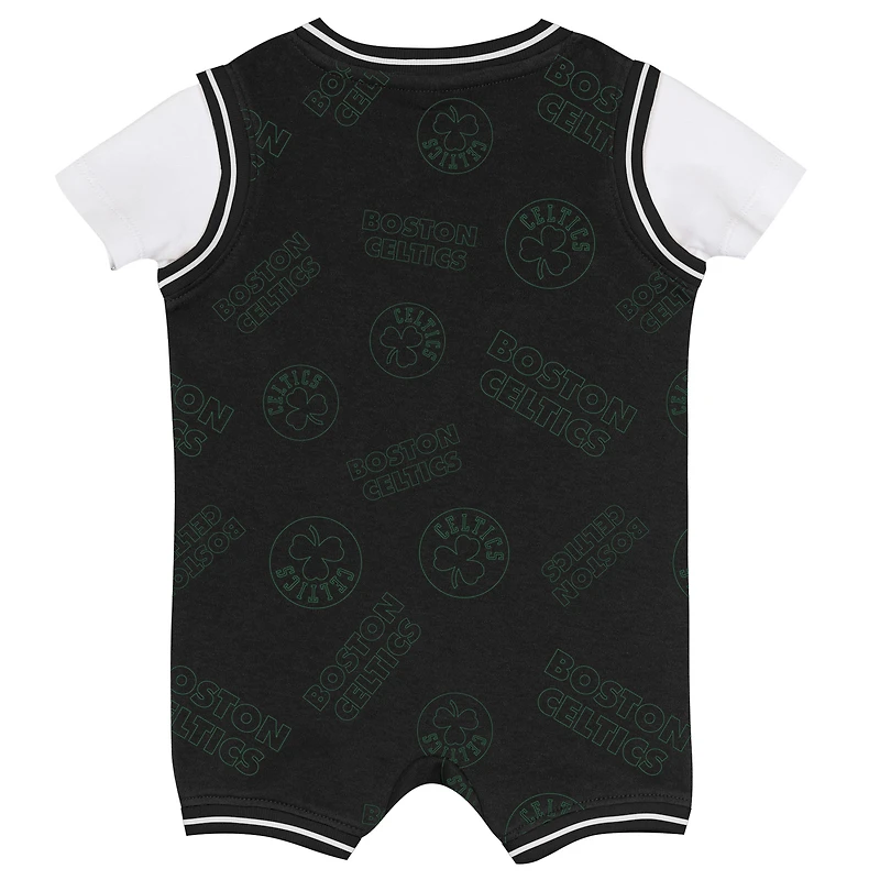 Infant Outerstuff Black Boston Celtics Logo Mania Romper