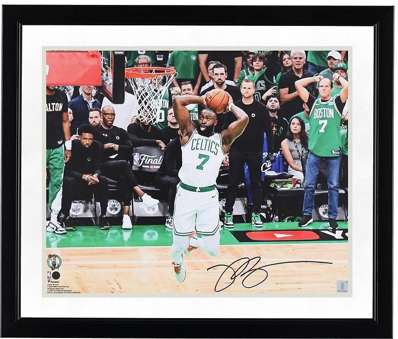 Jaylen Brown Boston Celtics Autographed 16" x 20" 2024 NBA Finals Dunking Photograph