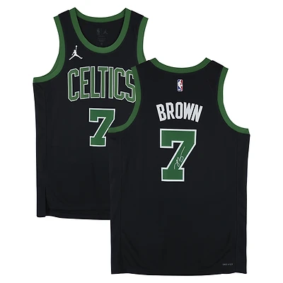 Maillot Swingman noir Jordan Brand Statement Edition autographié par Jaylen Brown des Boston Celtics
