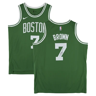 Maillot Swingman Nike Icon Edition vert Kelly autographié par Jaylen Brown des Boston Celtics
