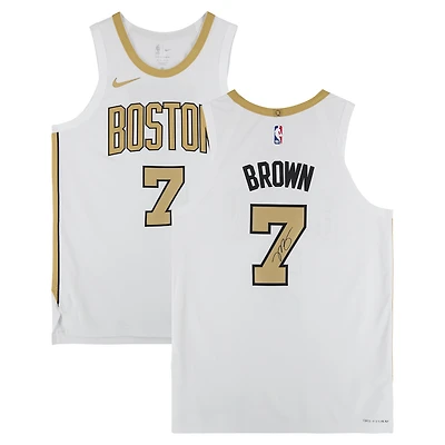 Maillot authentique Nike City Edition blanc autographié par Jaylen Brown des Boston Celtics (saison 2025-2026)