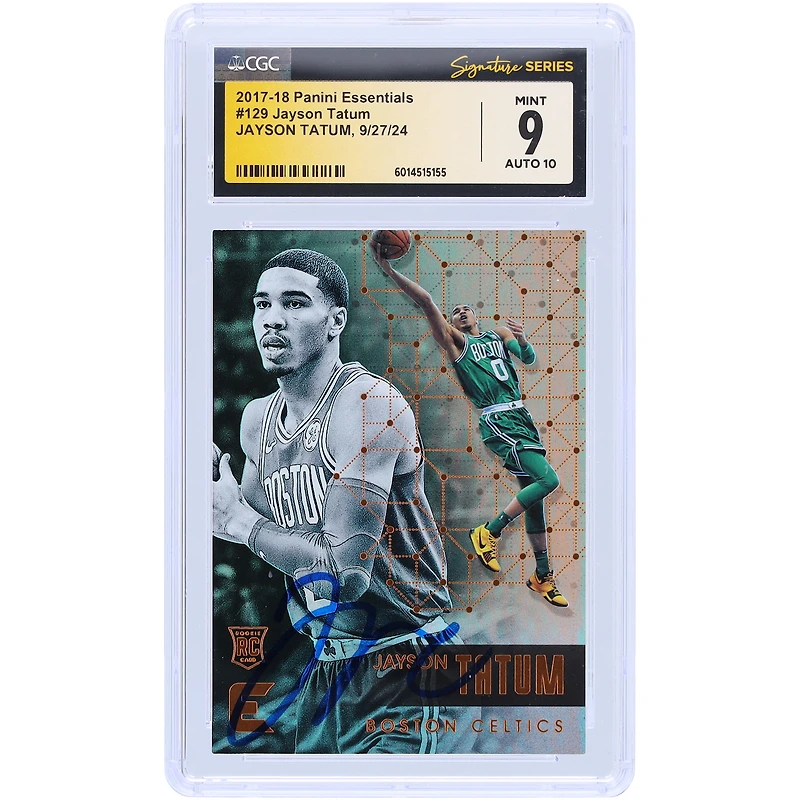 Jayson Tatum Boston Celtics Autographed 2017-18 Panini Essentials #129 CGC Fanatics Witnessed Authenticated 9/10 Rookie Card