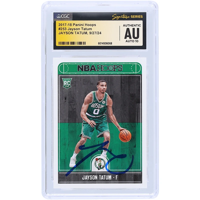 Jayson Tatum Boston Celtics Autographed 2017-18 Panini Hoops #253 CGC Fanatics Witnessed Authenticated Auto 10 Rookie Card