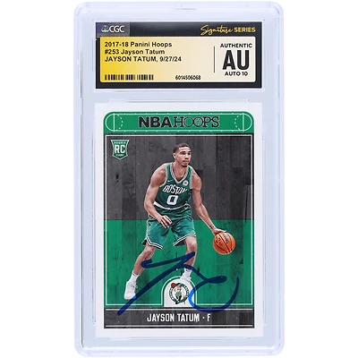 Jayson Tatum Boston Celtics Autographed 2017-18 Panini Hoops #253 CGC Fanatics Witnessed Authenticated Auto 10 Rookie Card
