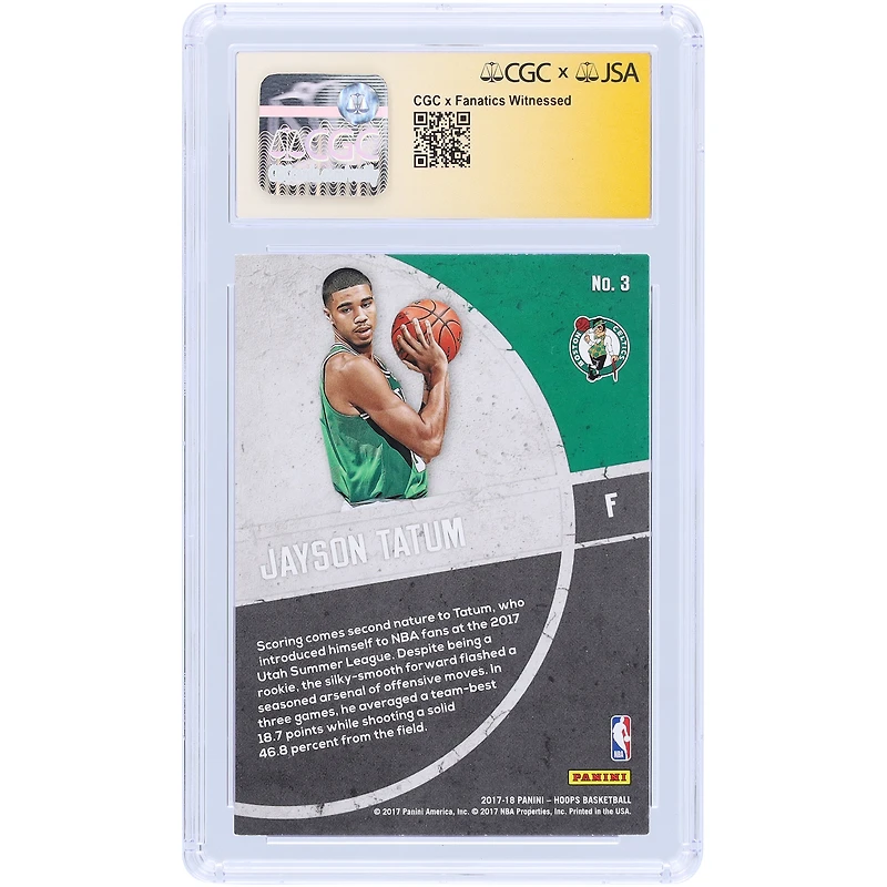 Jayson Tatum Boston Celtics Autographed 2017-18 Panini Hoops We Got Next #3 CGC Fanatics Witnessed Authenticated Auto 10 Rookie Card