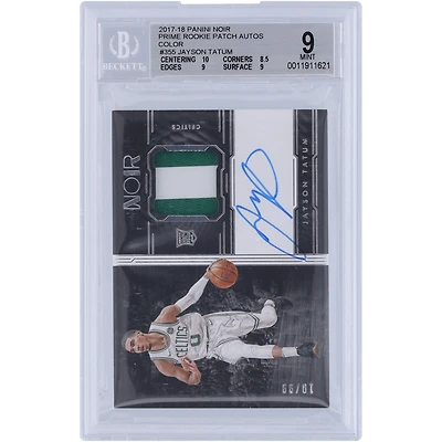 Jayson Tatum Boston Celtics Autographed 2017-18 Panini Noir Two-Color RPA #355 #10/99 BGS Authenticated 9/10 Rookie Card - 10,8.5,9,9 Subgrades
