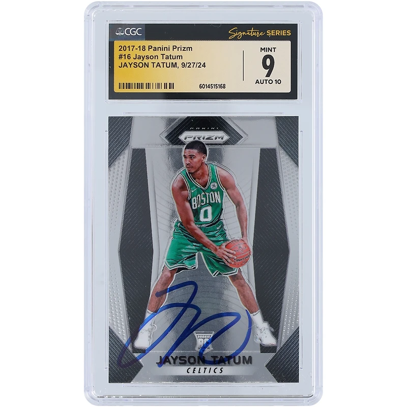 Jayson Tatum Boston Celtics Autographed 2017-18 Panini Prizm #16 CGC Fanatics Witnessed Authenticated 9/10 Rookie Card