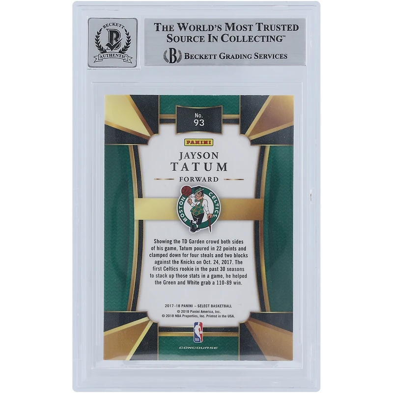 V106832 Celts Jayson Tatum Boston Celtics Autographié 2017-18 Panini Select #93 Beckett Fanatics Witnessed Authenticated 10 Rookie Card 0 Jayson Tatum AUT PAA TRADING CARDS 45666 AUTTRC CA01BK5653 #16