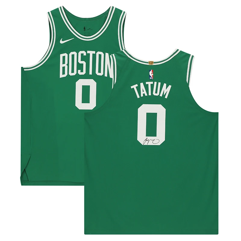 Maillot Nike authentique dédicacé par Jayson Tatum des Boston Celtics 2020-21 Green Icon