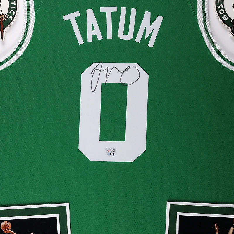 Maillot Swingman Nike Icon Edition de luxe encadré et autographié par Jayson Tatum des Boston Celtics, Kelly Green