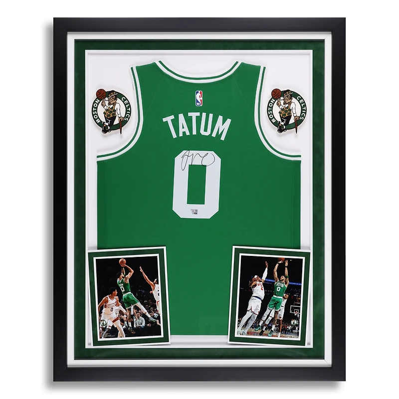 Maillot Swingman Nike Icon Edition de luxe encadré et autographié par Jayson Tatum des Boston Celtics, Kelly Green