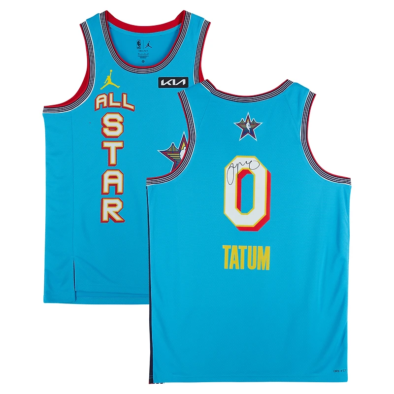Maillot Swingman Jordan Brand bleu clair dédicacé par Jayson Tatum des Boston Celtics lors du match des étoiles NBA 2025