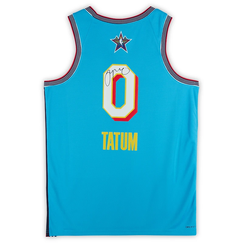Maillot Swingman Jordan Brand bleu clair dédicacé par Jayson Tatum des Boston Celtics lors du match des étoiles NBA 2025