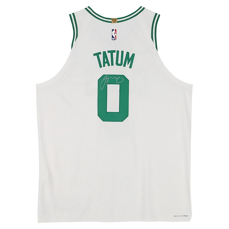 Maillot authentique Nike blanc édition Association autographié par Jayson Tatum des Boston Celtics avec un patch de sponsor
