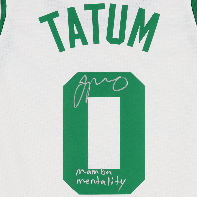 Maillot Nike Swingman 2022-2023 blanc dédicacé par Jayson Tatum des Boston Celtics avec inscription « Mamba Mentality »