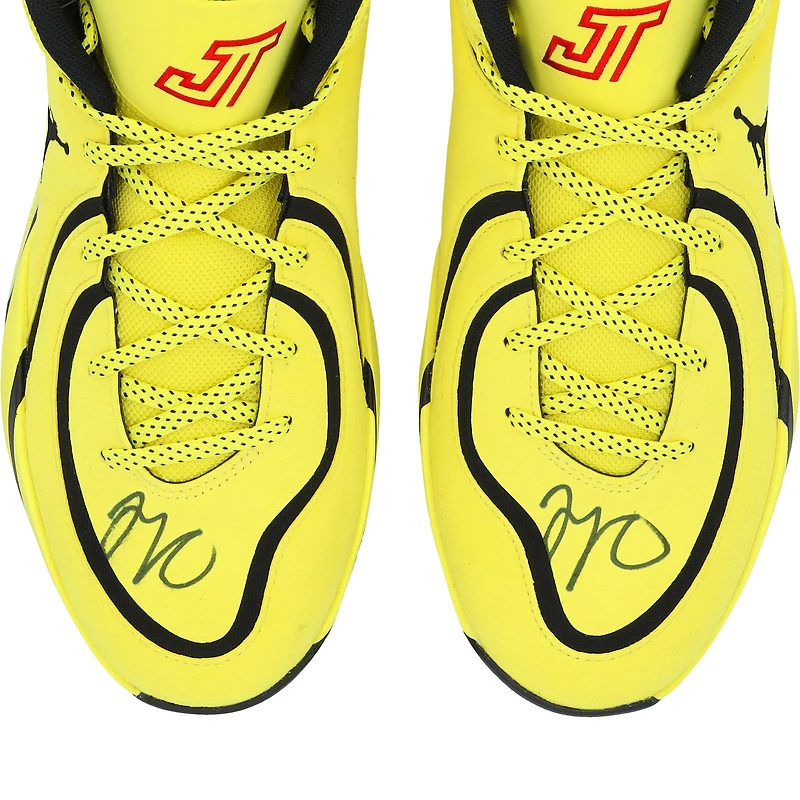 Chaussures de basketball Jordan Brand Tatum 4 jaunes autographiées par Jayson Tatum des Boston Celtics