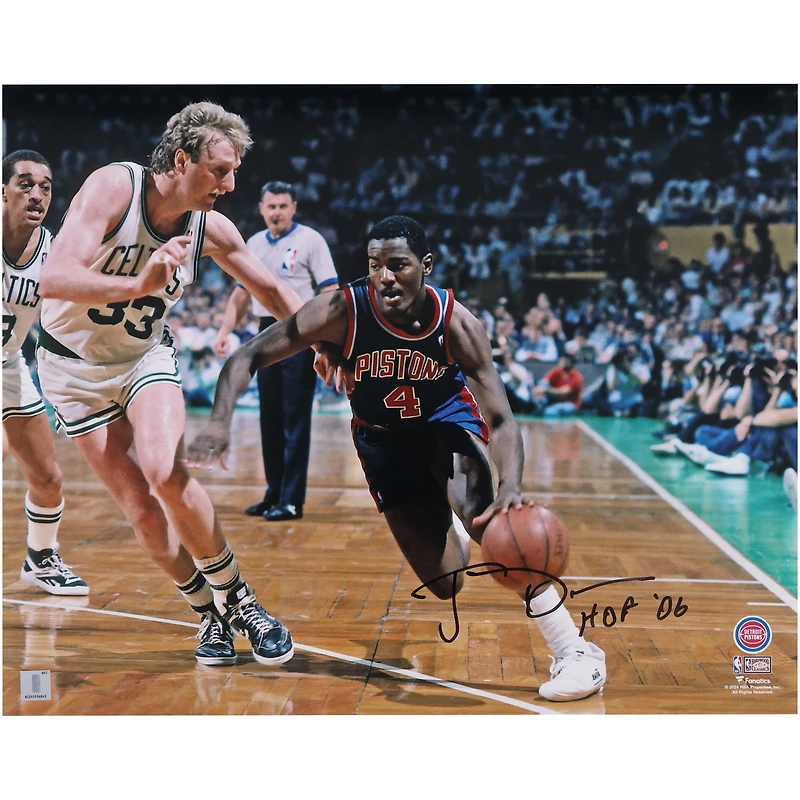 Photo autographiée de Joe Dumars et Larry Bird (Boston Celtics), format 40,6 x 50,8 cm, avec inscription « HOF 06 ».